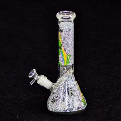 Bong water pipe with vibrant, artistic design for smoking enthusiasts.